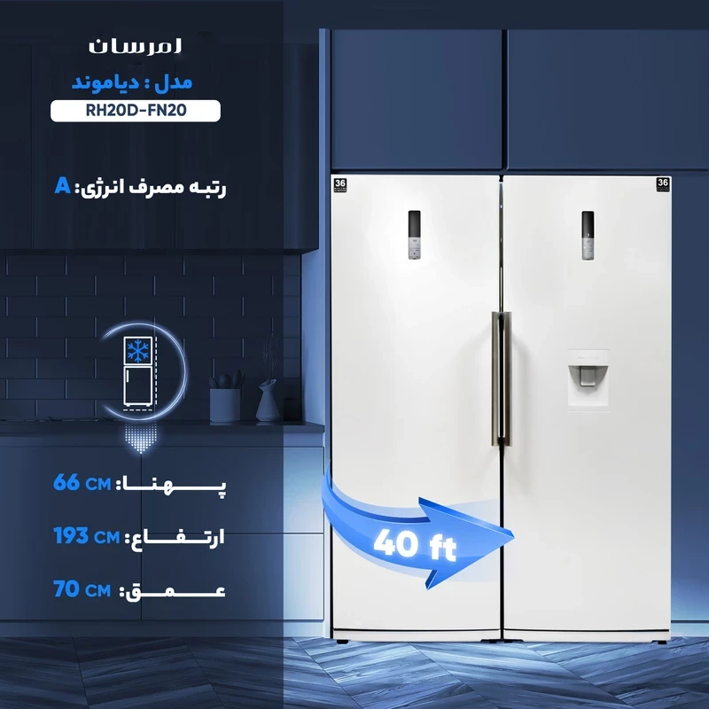 یخچال و فریزر دوقلو 40 فوت امرسان مدل دیاموند R20H-F20H