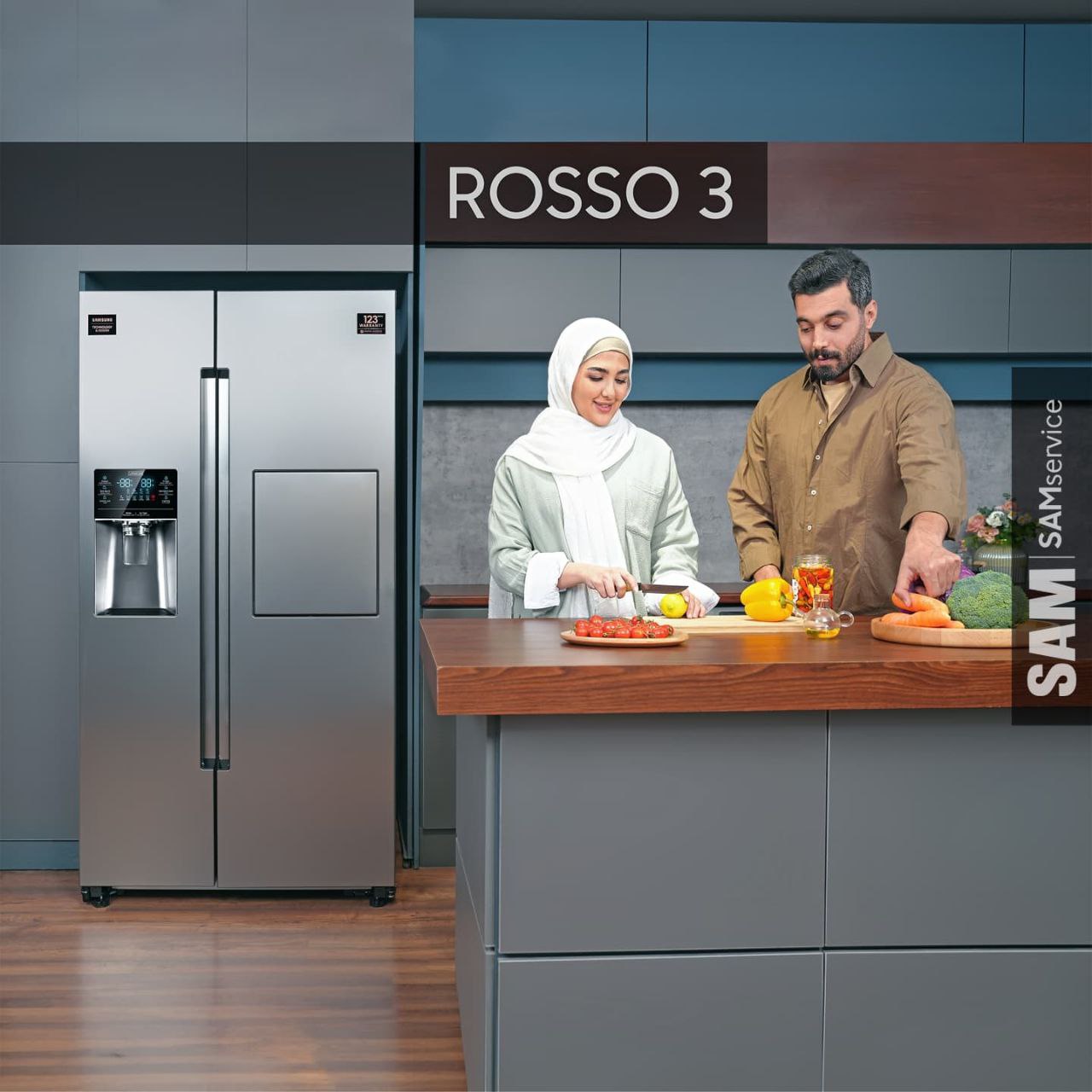 یخچال فریزر ساید بای ساید سام مدل ROSSO